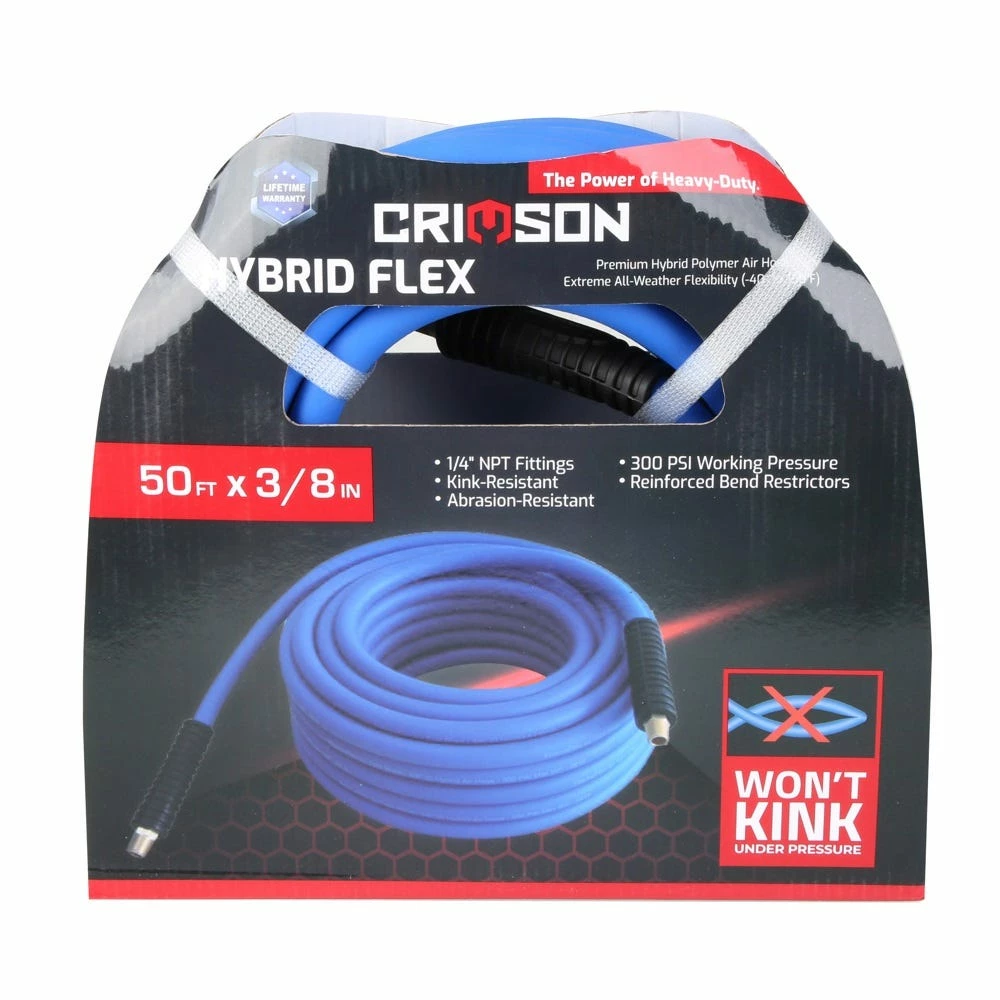 Crimson Force Air Hose Hybird Flex 3/8" x 50' - RKF-89-920-0204-49633 - Air Compressor Accessories