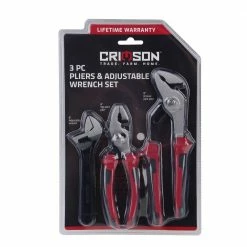 Crimson Force 3 Piece Pliers and Adjustable Wrench Set - CT-2432-017 - Cutters & Nippers